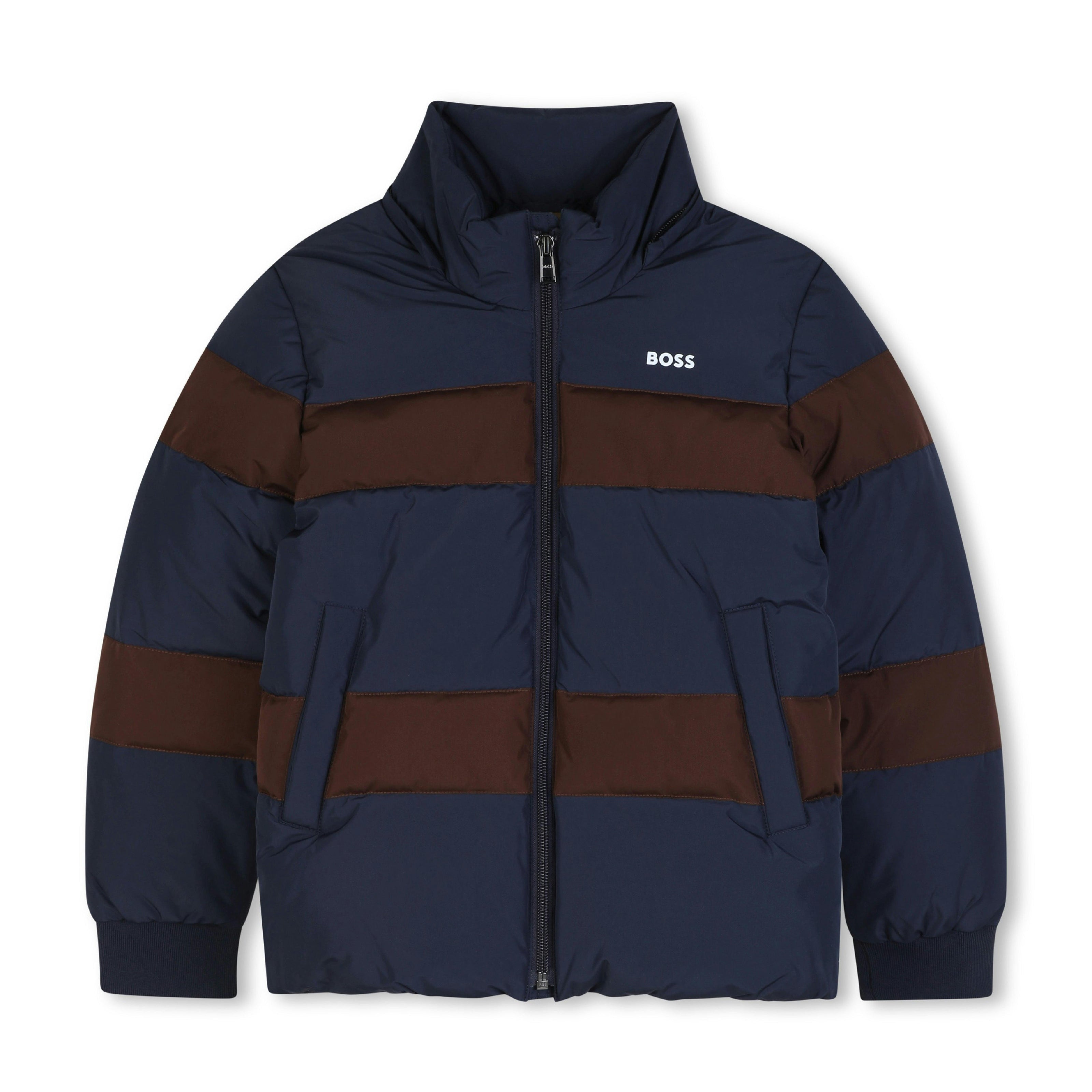 Navy Color-Block Puffer Jacket