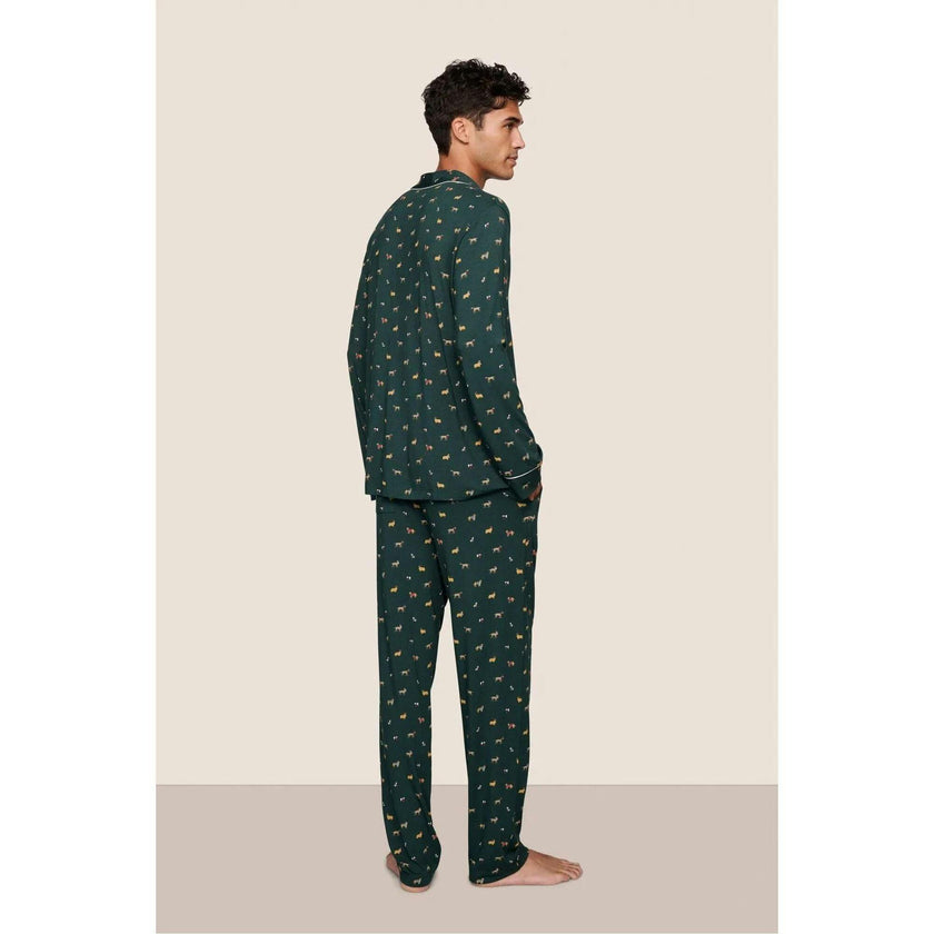 William Printed Long PJ Set, Green