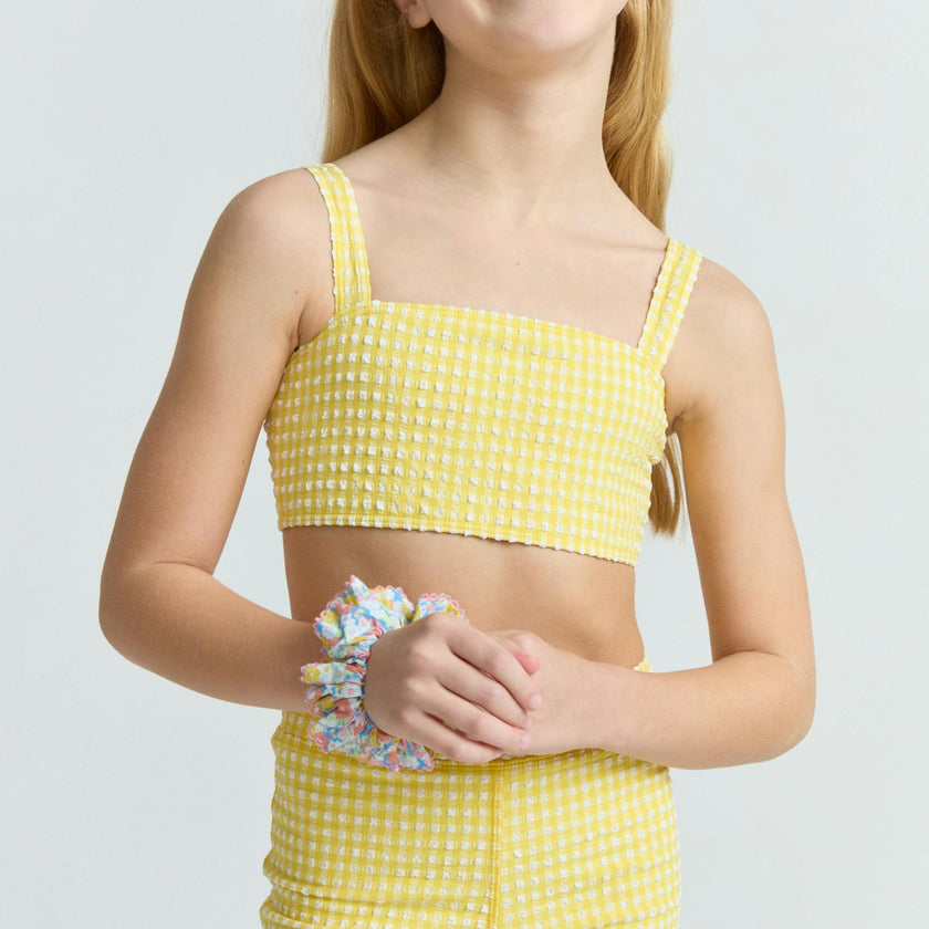 girls soleil gingham bandeau bikini and swim short