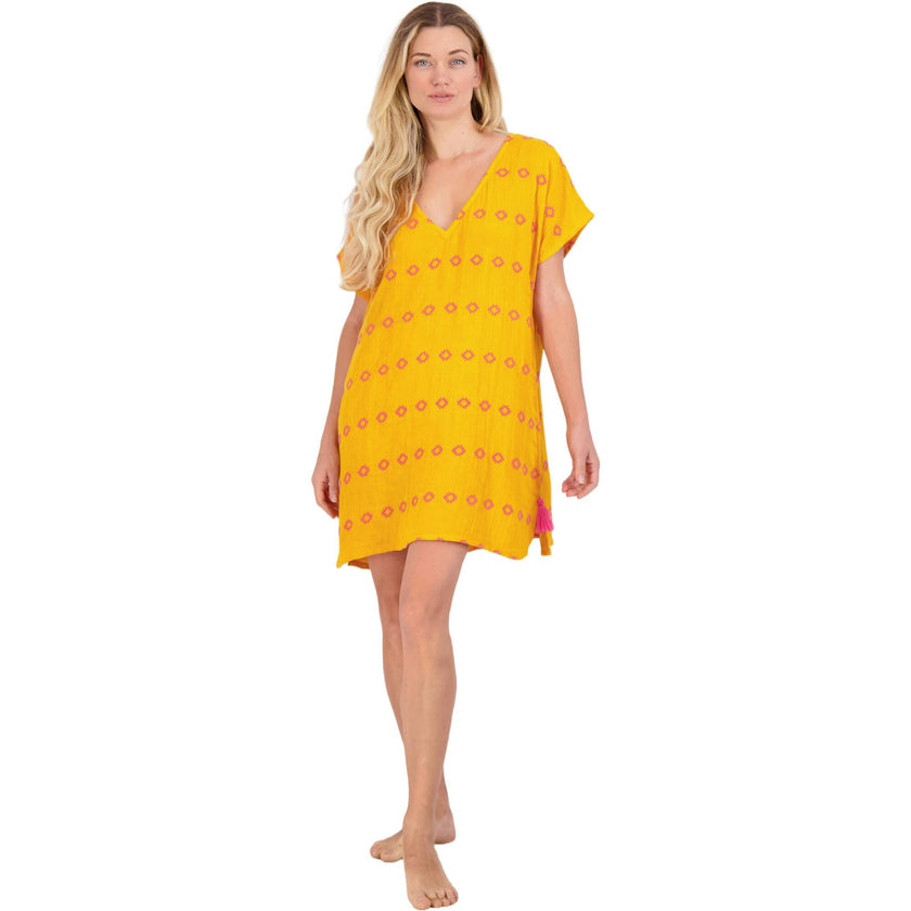 Women's Capucine Mini Caftan Embroidered Dress