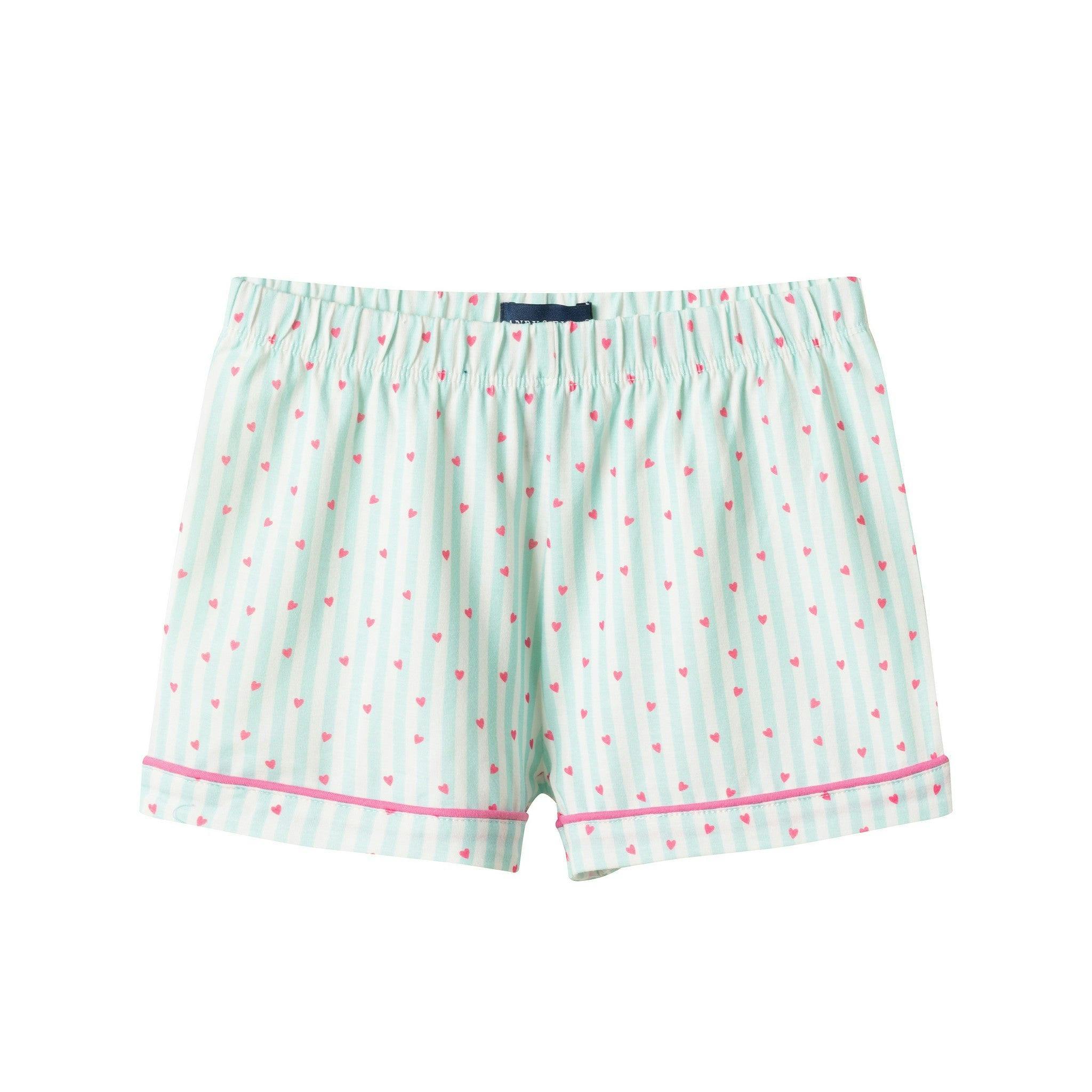 Girls Pink Buttondown Pajama Set |Striped Hearts
