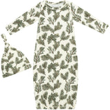 Pine Brushed Newborn Gown & Hat Set