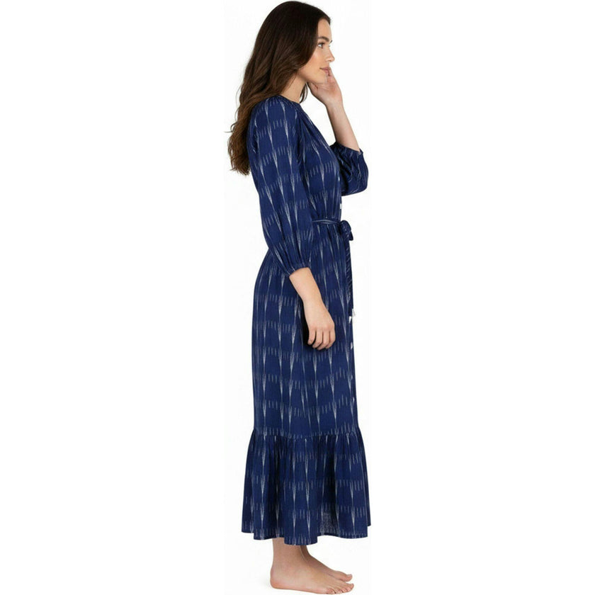 Juliette Women's shirtdress Indigo Blue Ikat, Blue