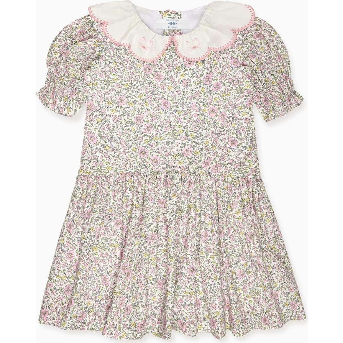 Nicky Hilton x La Coqueta Sage Floral Iris Girl Drop Waist Dress
