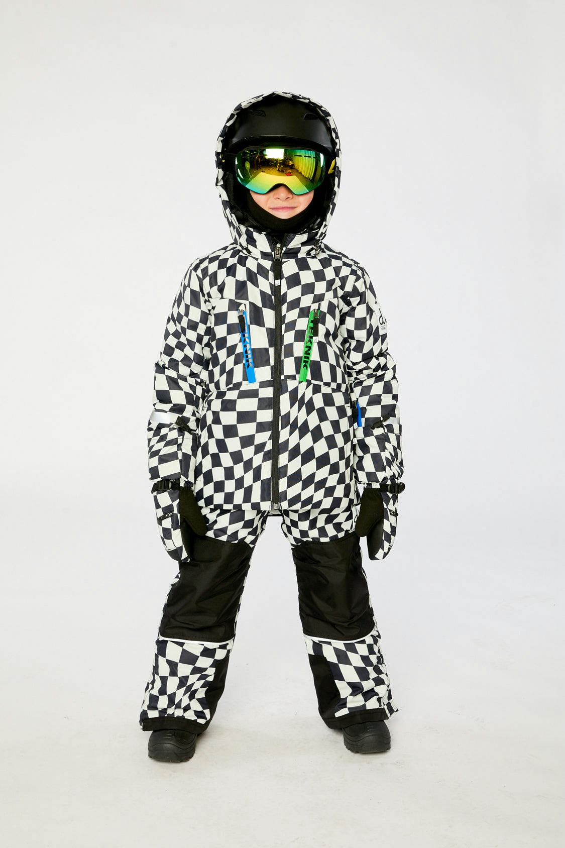 Two Piece Teknik Snowsuit White Checkered Print