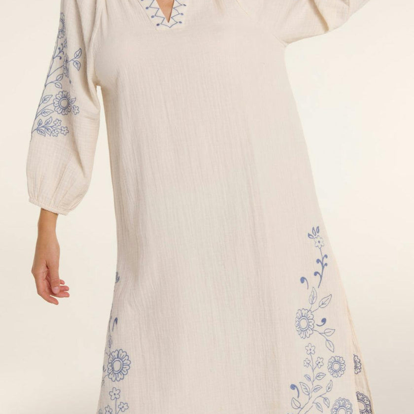Lydia Dress in Cream Embroidery