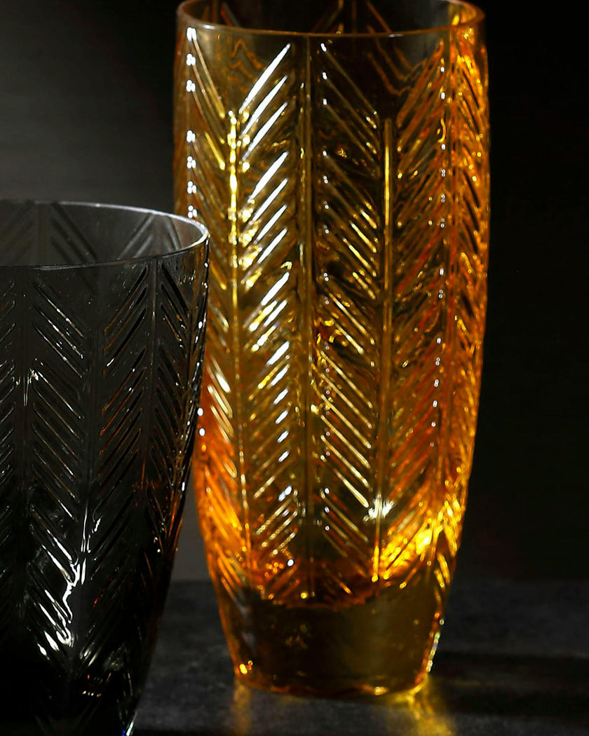 Champagne Glasses ZIG ZAG Set of 6  Amber 11 oz, diam. 2.5", H 5.5"