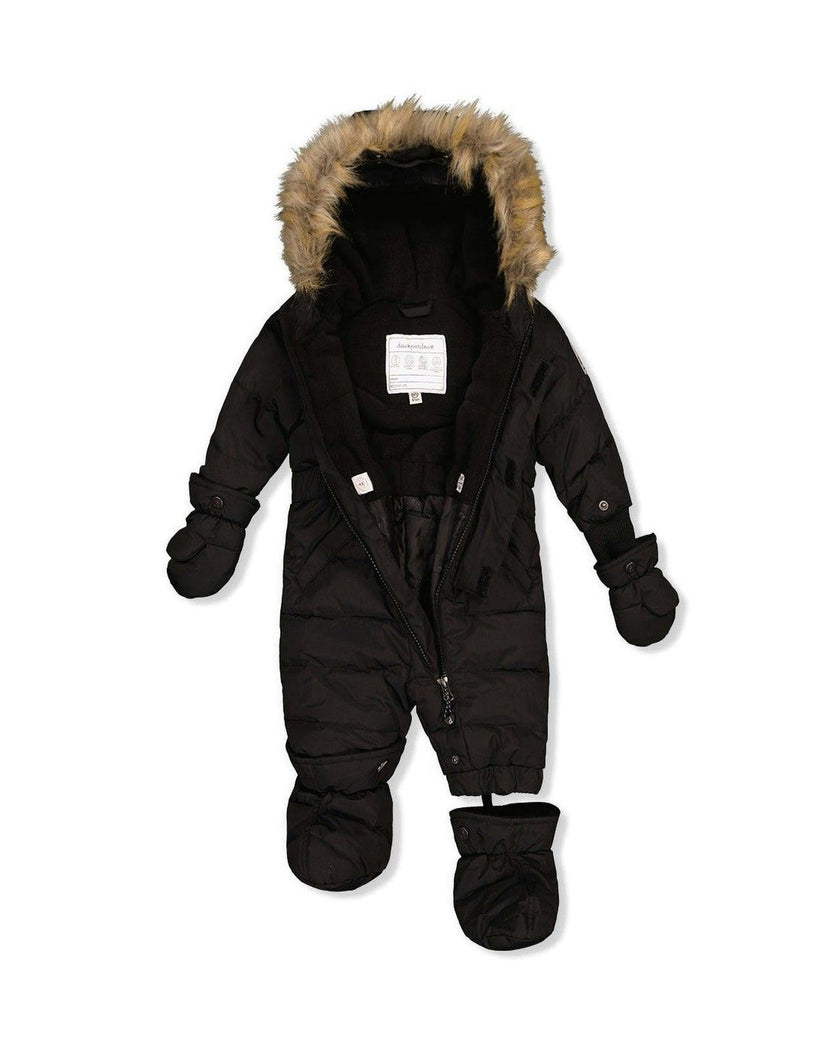 Baby Original One Piece Puffy Snowsuit With Removable Mittens And Boots Black
