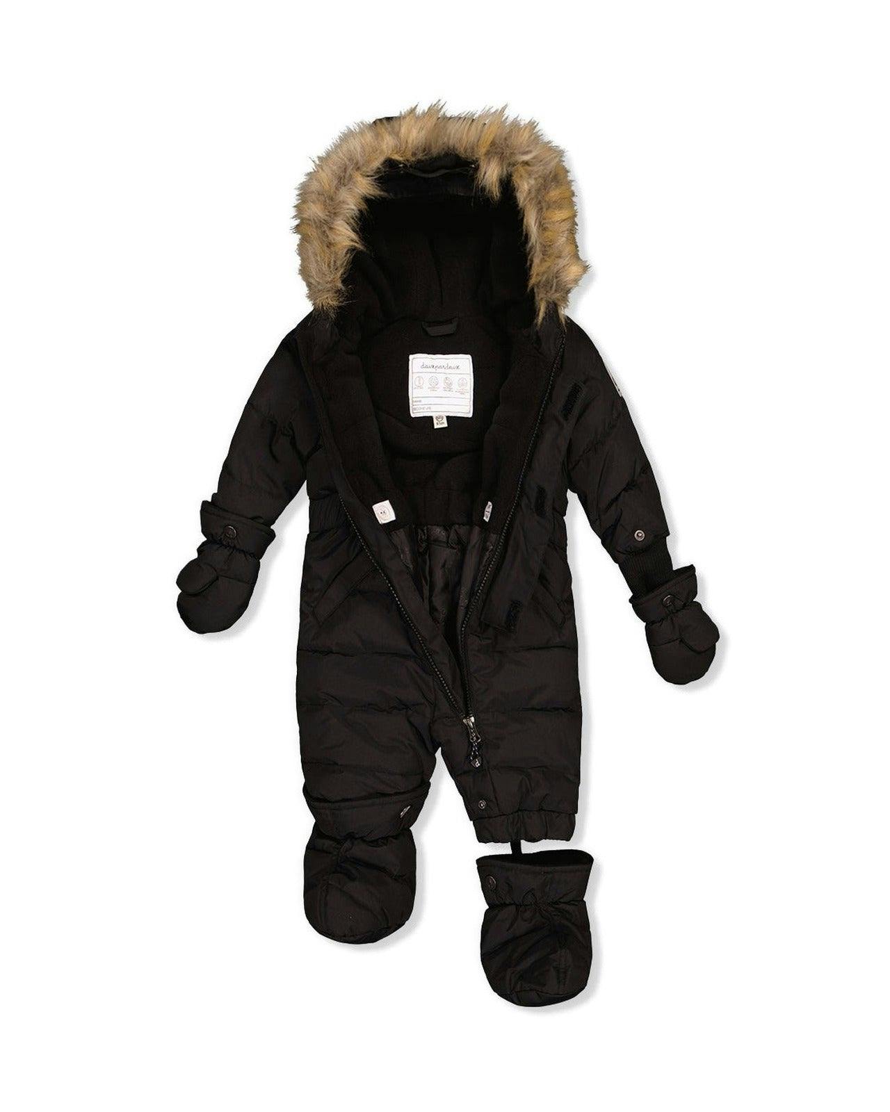 Baby Original One Piece Puffy Snowsuit With Removable Mittens And Boots Black