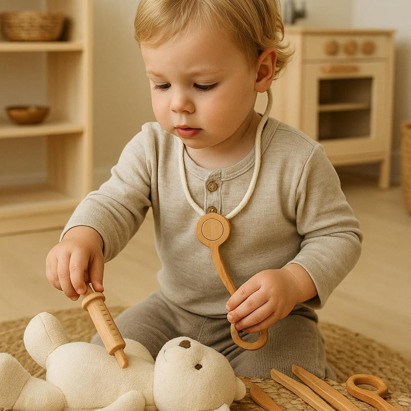 Wooden Doctor Pretend Play Set – Montessori Medical Tools for Kids