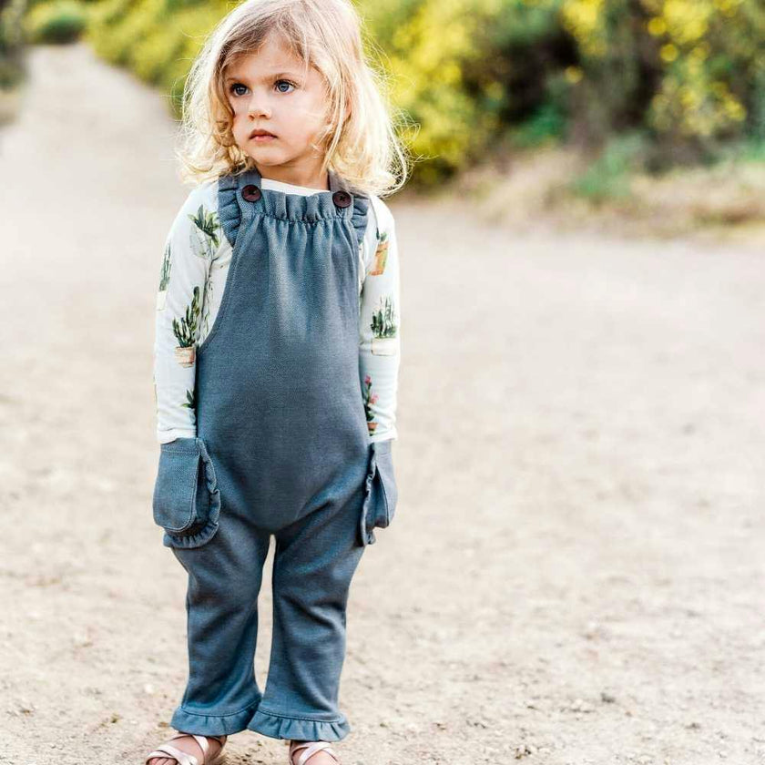 Rust Pinstripe Ruffle Overall