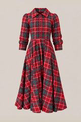 Amber 3/4 Sleeve Dress in Christmas Cheer Plaid
