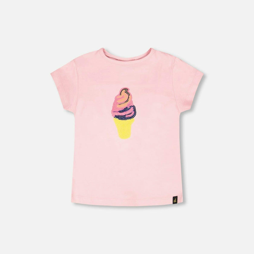 Organic Cotton Jersey Ice Cream T-Shirt Pink