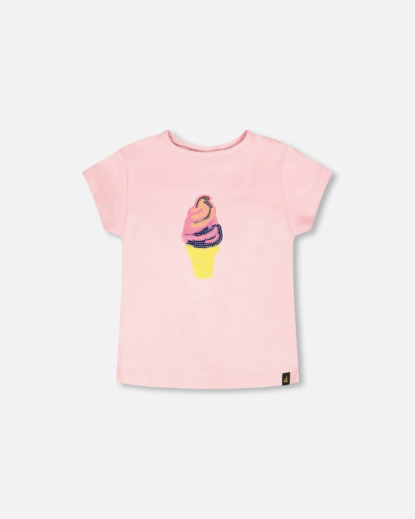 Organic Cotton Jersey Ice Cream T-Shirt Pink