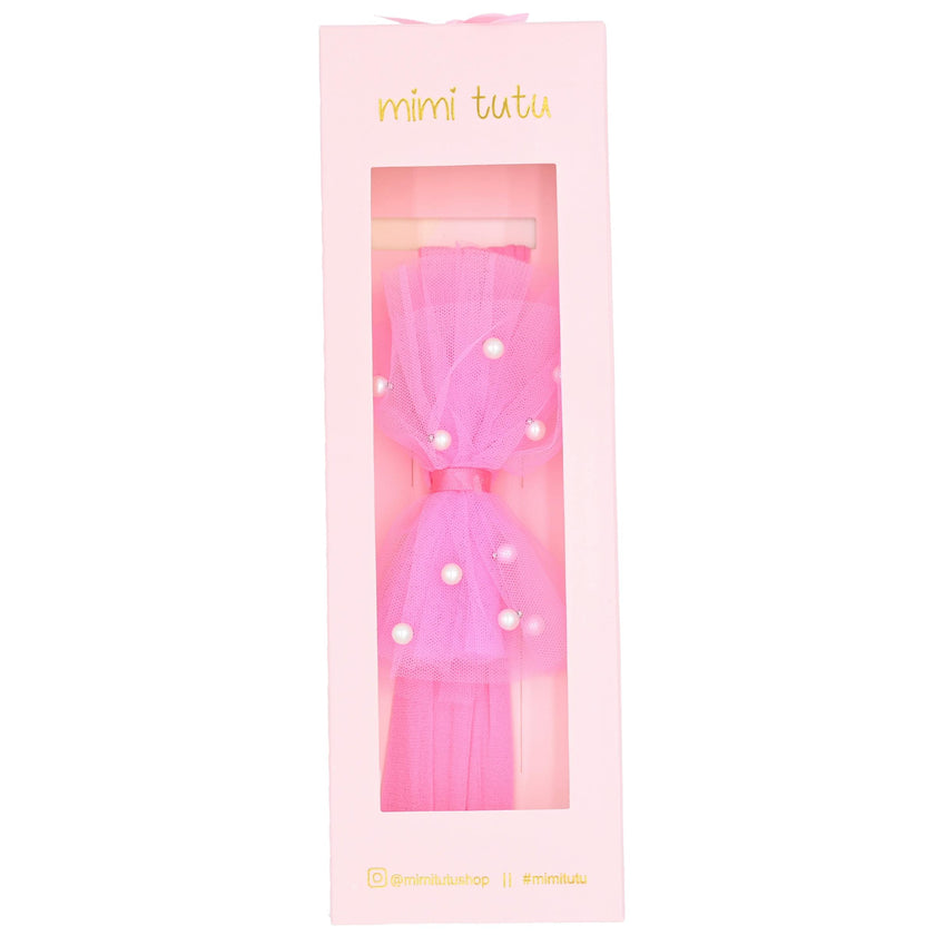 Multicolored Tulle Pearl Ribbon Headband