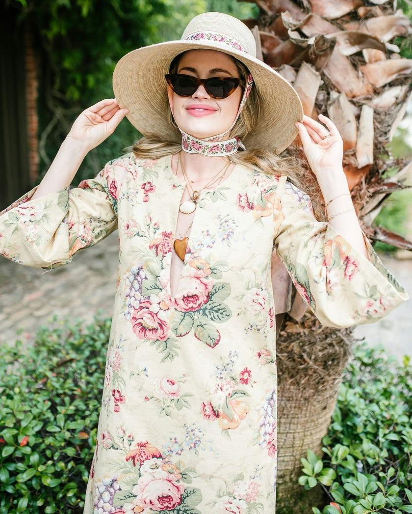 Wildflower Sun Hat (PreOrder Shipping June 15th) - Red Wide & Short Grosgrain Ribbon
