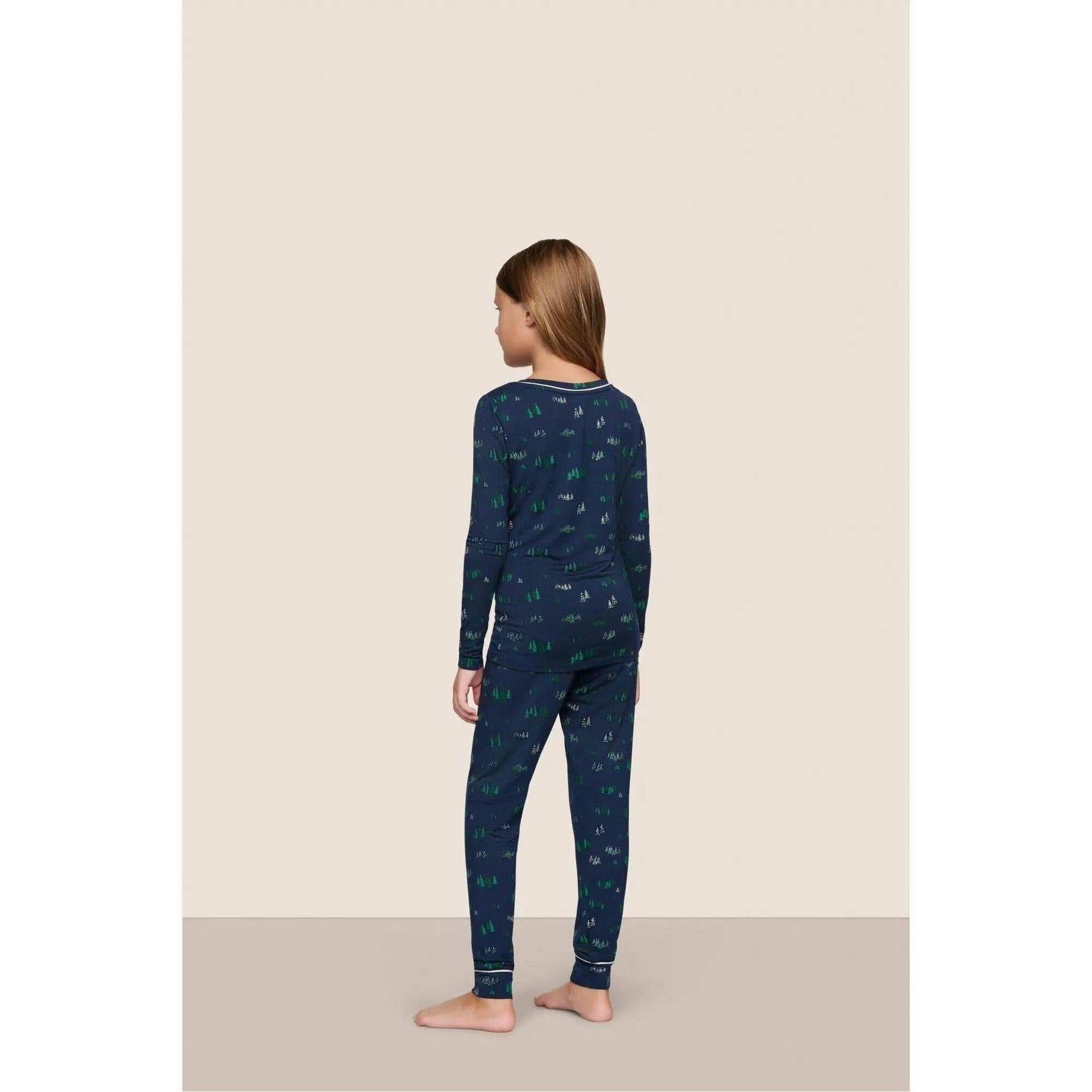 Kids Printed TENCEL Modal Unisex Long PJ Set, Blue