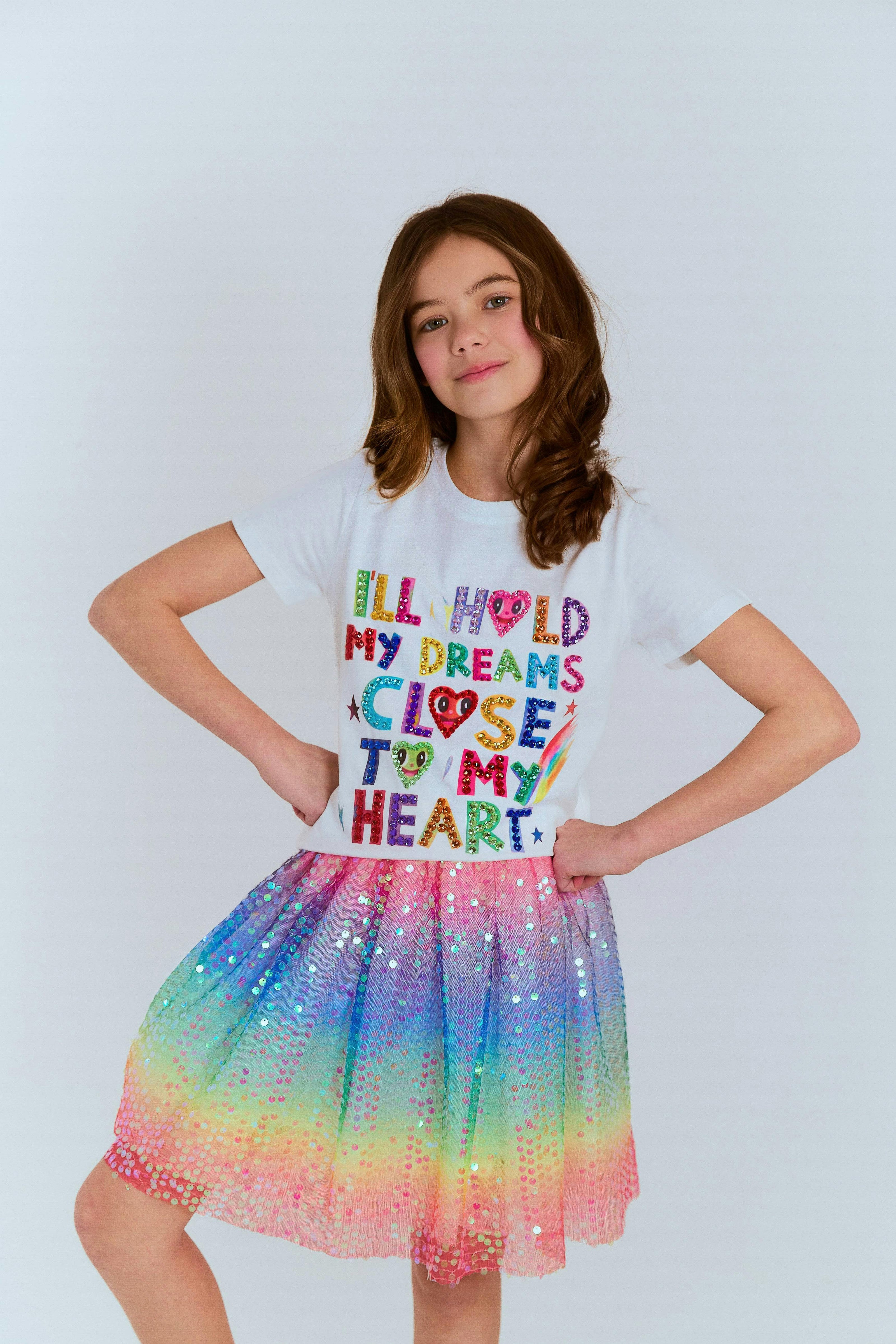 Rainbow Sequin Short Skirt