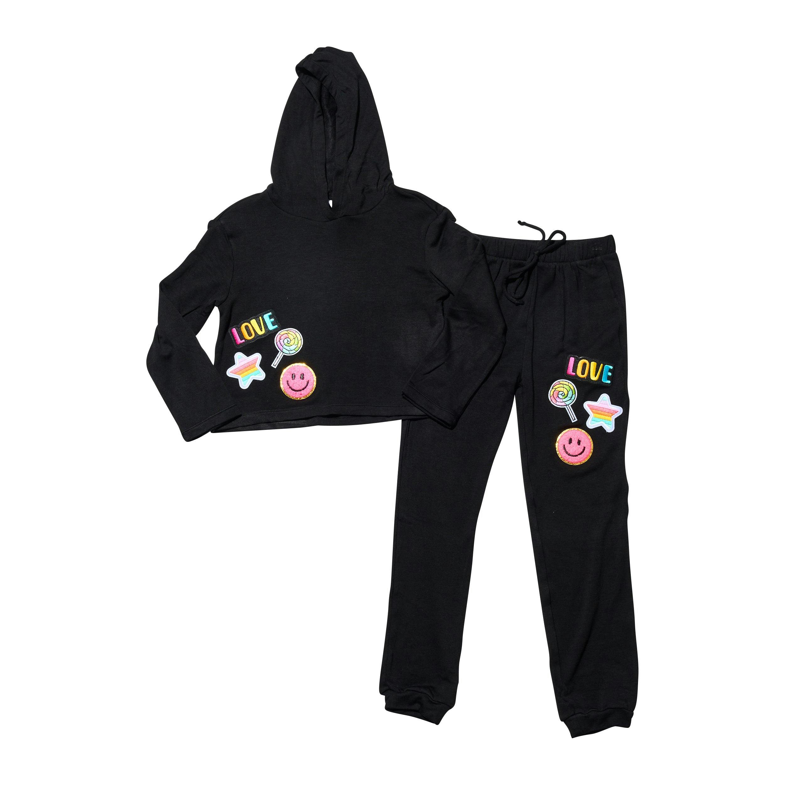 Girl's (8-14) Butter Fleece Hooded Sweatshirt with Assorted Patches