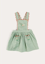 Duck Embroidered Scallop Detail Skirt With Braces in Green (18mths-6yrs)