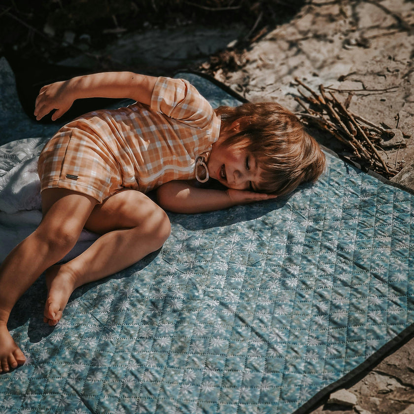 Short Sleeve Rashguard Swimsuit | UPF + Recycled - Buckwheat Plaid