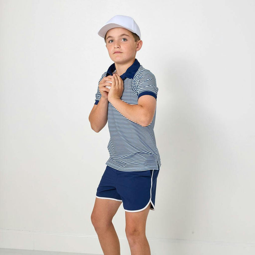 navy thin stripe polo shirt