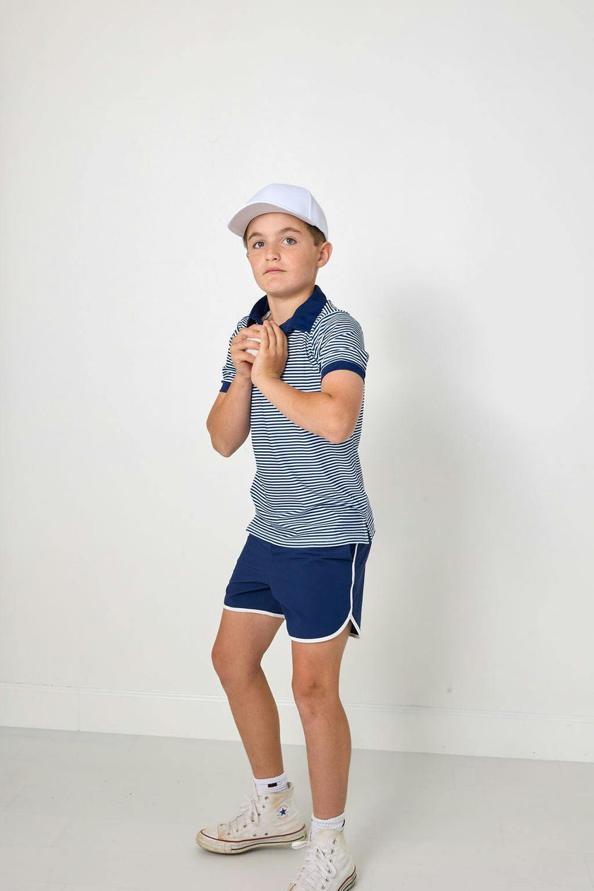 navy thin stripe polo shirt