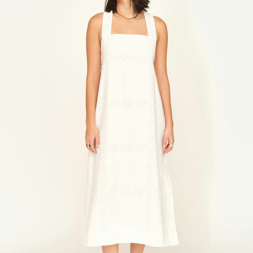 Ica Dress in White Marine Eyelet