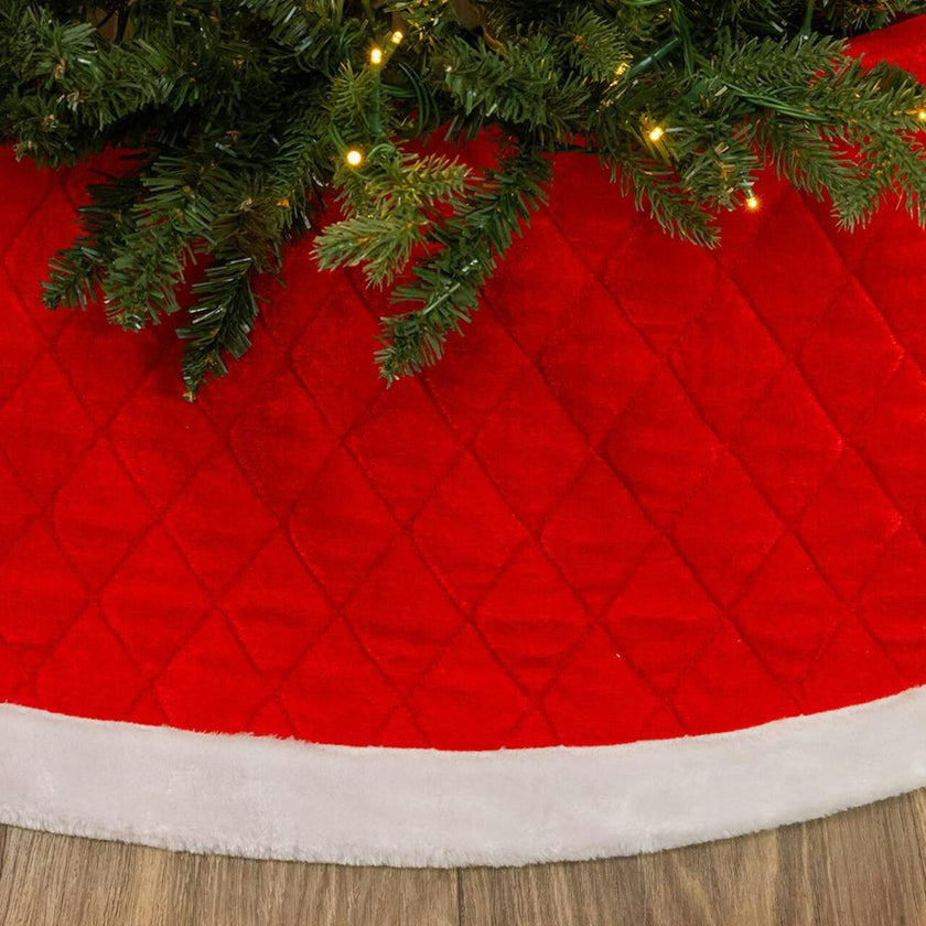 Kurt Adler 12 by 28-Inch Quilted Red Velvet Tree Collar