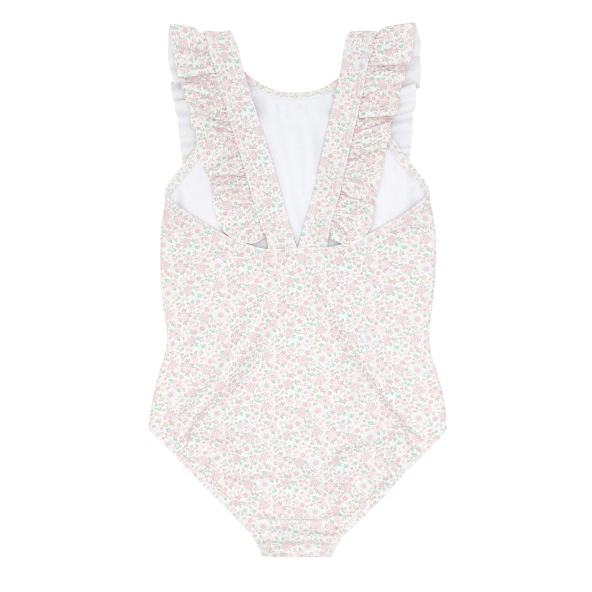 girls antique floral ruffle one piece