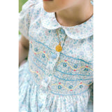 Violette Floral Blue Short Puff Smocked Dress