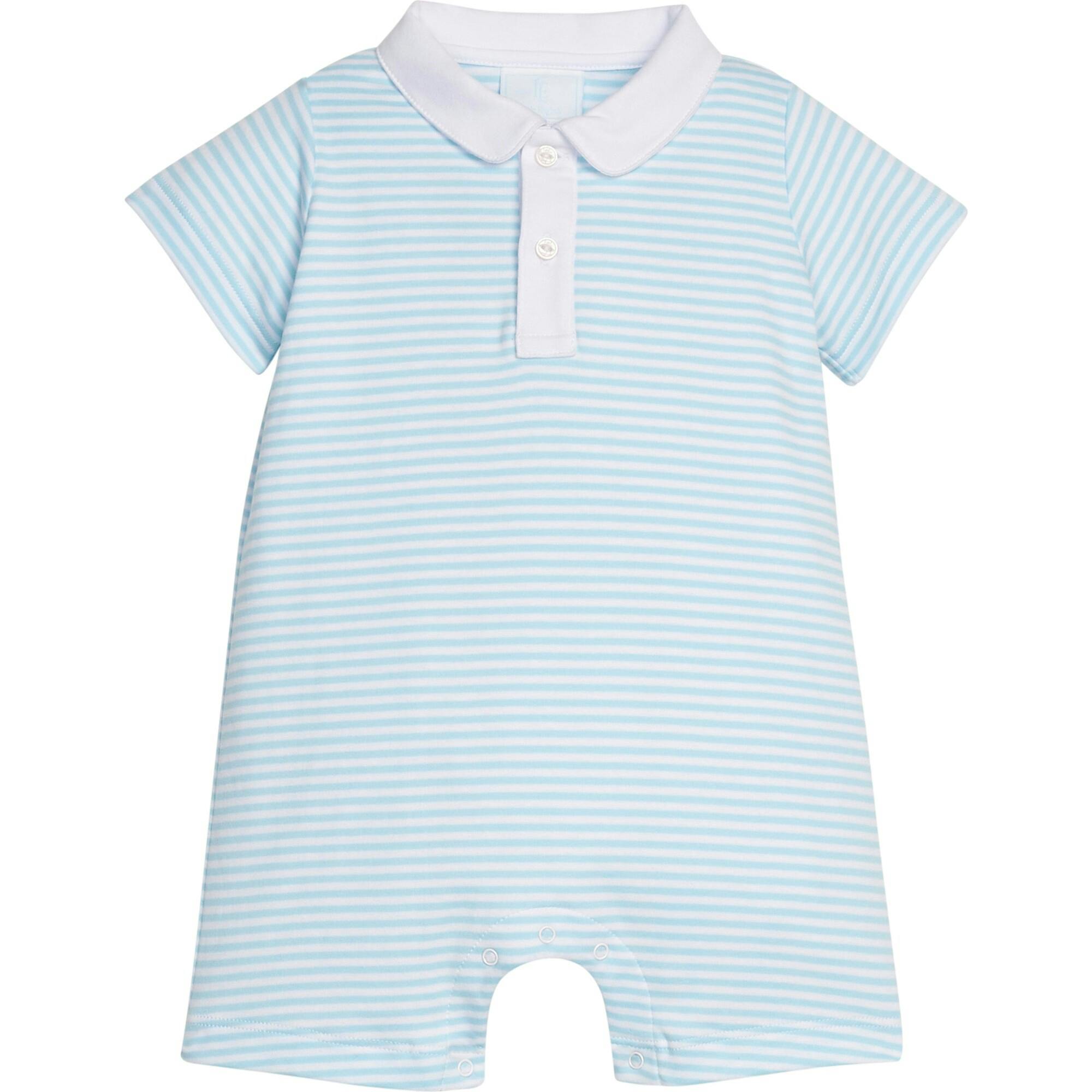 Peter Pan Polo Romper - Sky Stripe