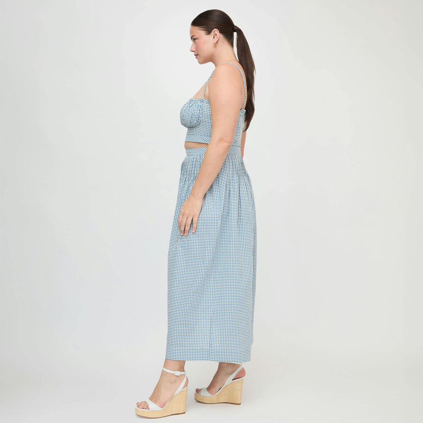 The Maisie Crop Top - Lagoon Gingham