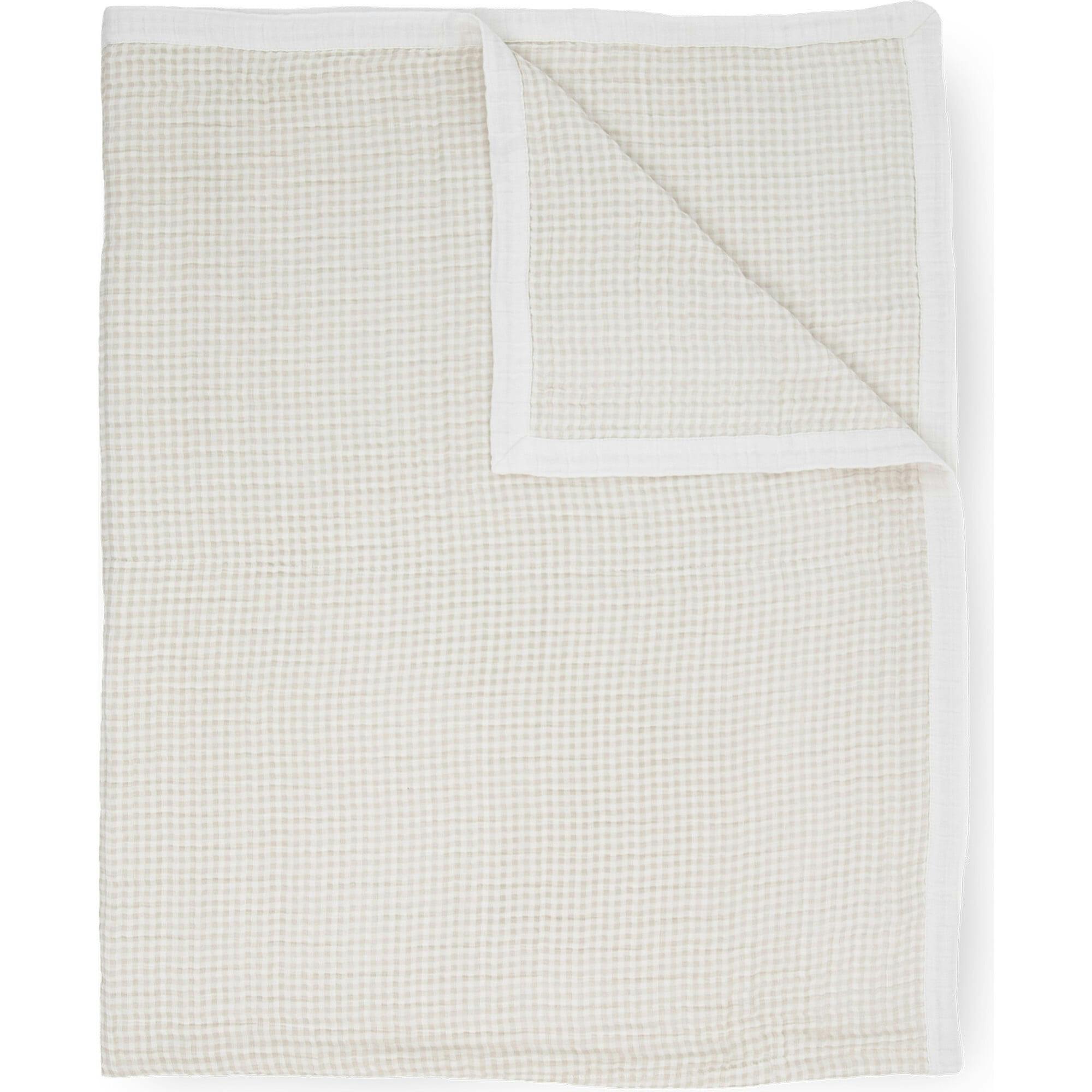 Cotton Muslin Quilted Throw - Adobe Checker