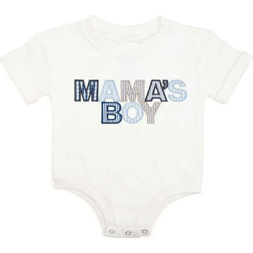 Mama's Boy Patchwork Short Sleeve Romper - White