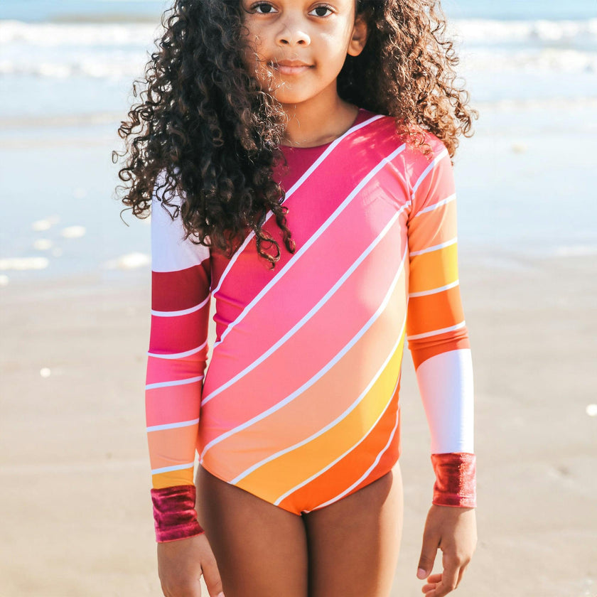 Sunset Beach Rainbow One Piece Long Sleeve