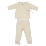 Ribbed Velour Long Sleeve Kimono Top & Pant 2-Piece Set