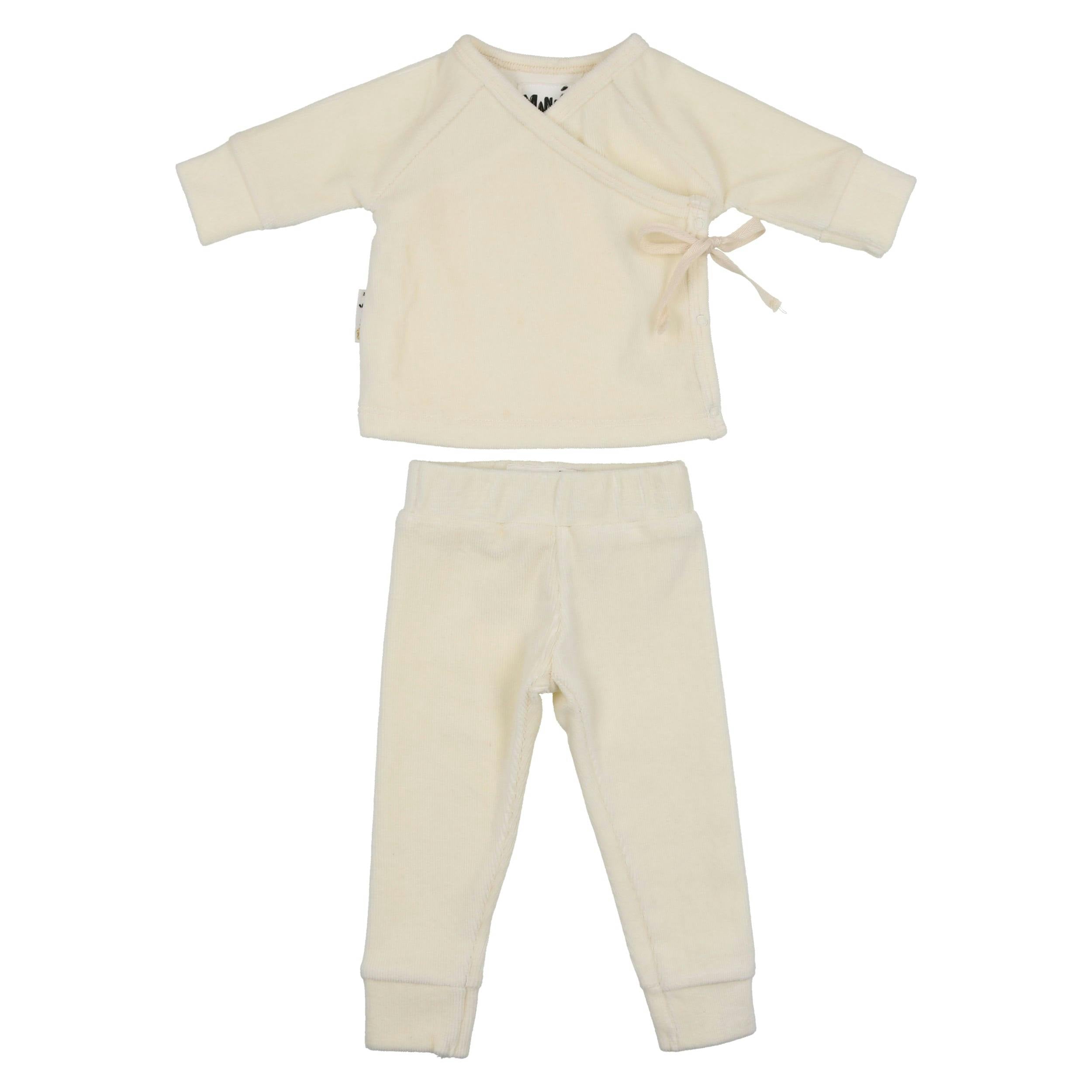 Ribbed Velour Long Sleeve Kimono Top & Pant 2-Piece Set