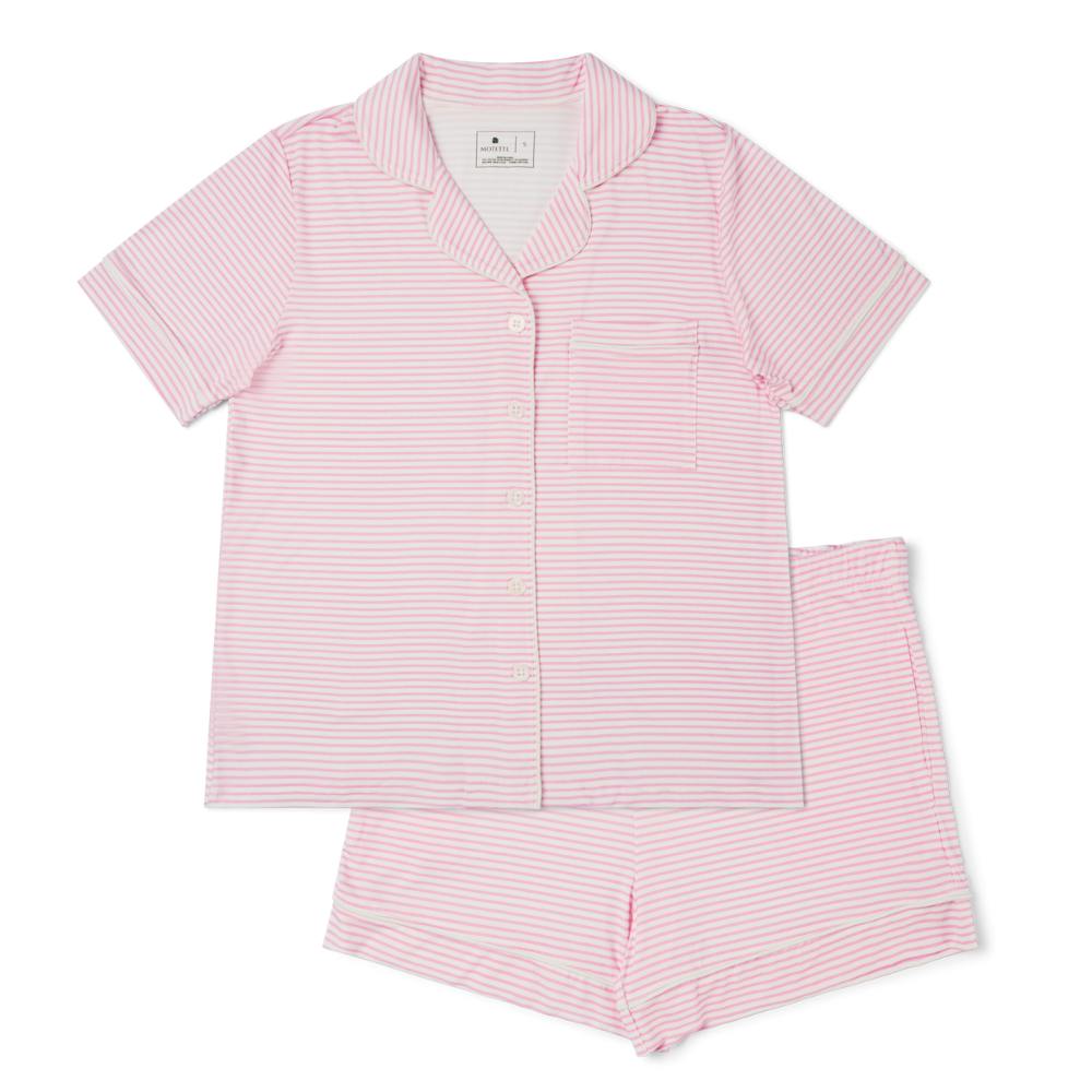 Ballet Stripe Short Sleeve & Shorts Bamboo Women's Pajama Set