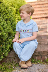 Smocked Pant Set - Holiday Train