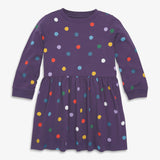 Kids long sleeve easy dress in rainbow dots