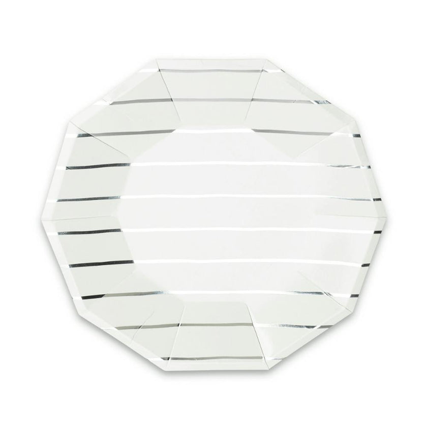 Silver Frenchie Striped Large Plates