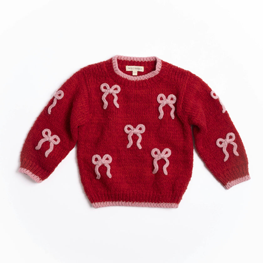 Bow Sweater in Crimson
