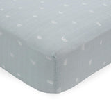 Cotton Muslin Crib Sheet - Blue Rainbow