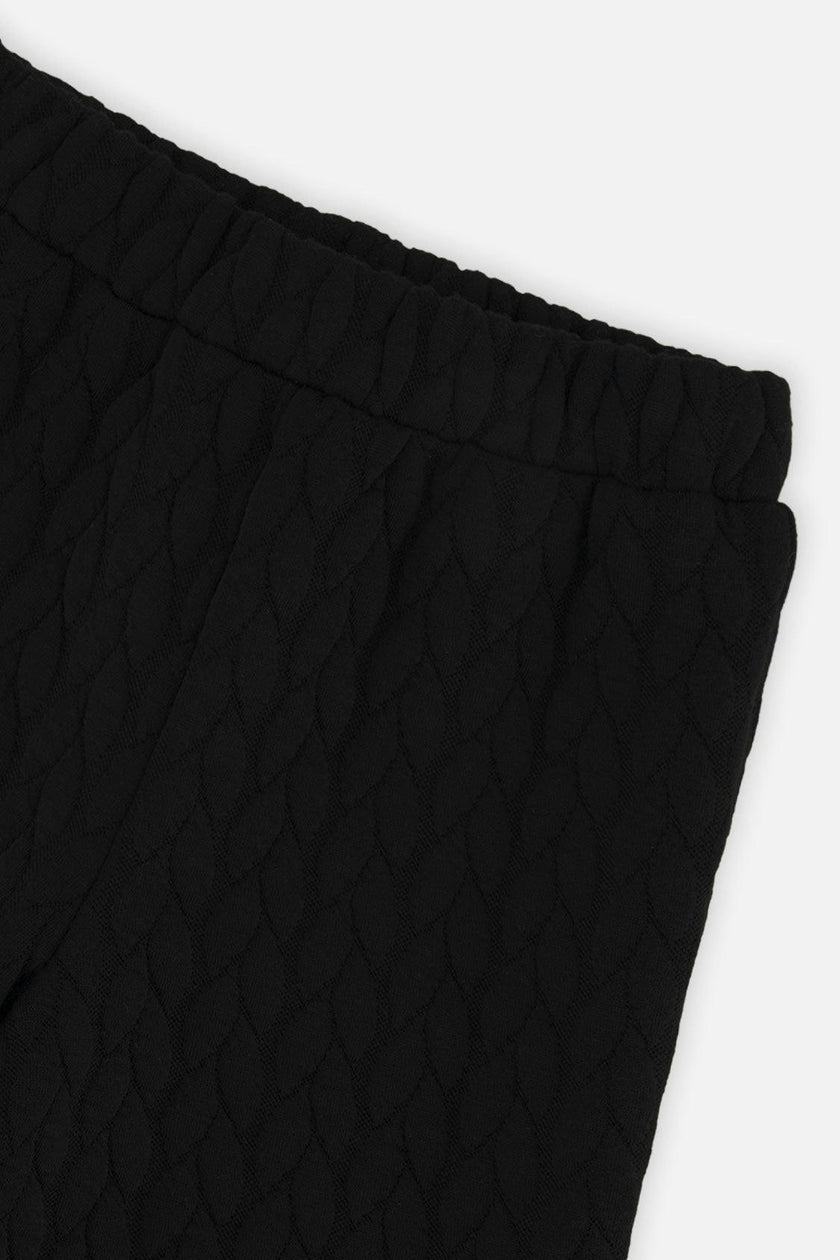 Wide Leg Jacquard Pants Black