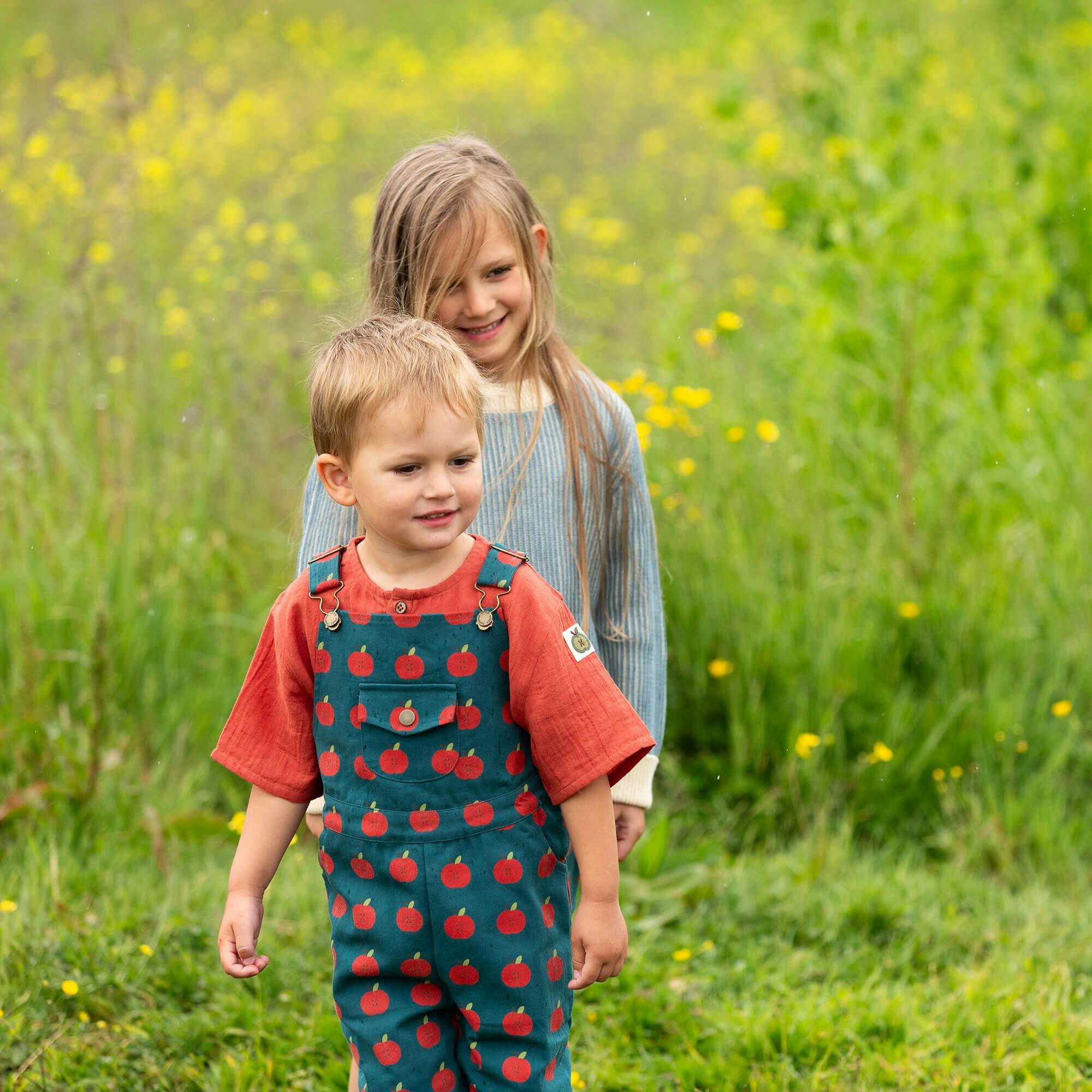 Apple Dungaree Shorts, Blue