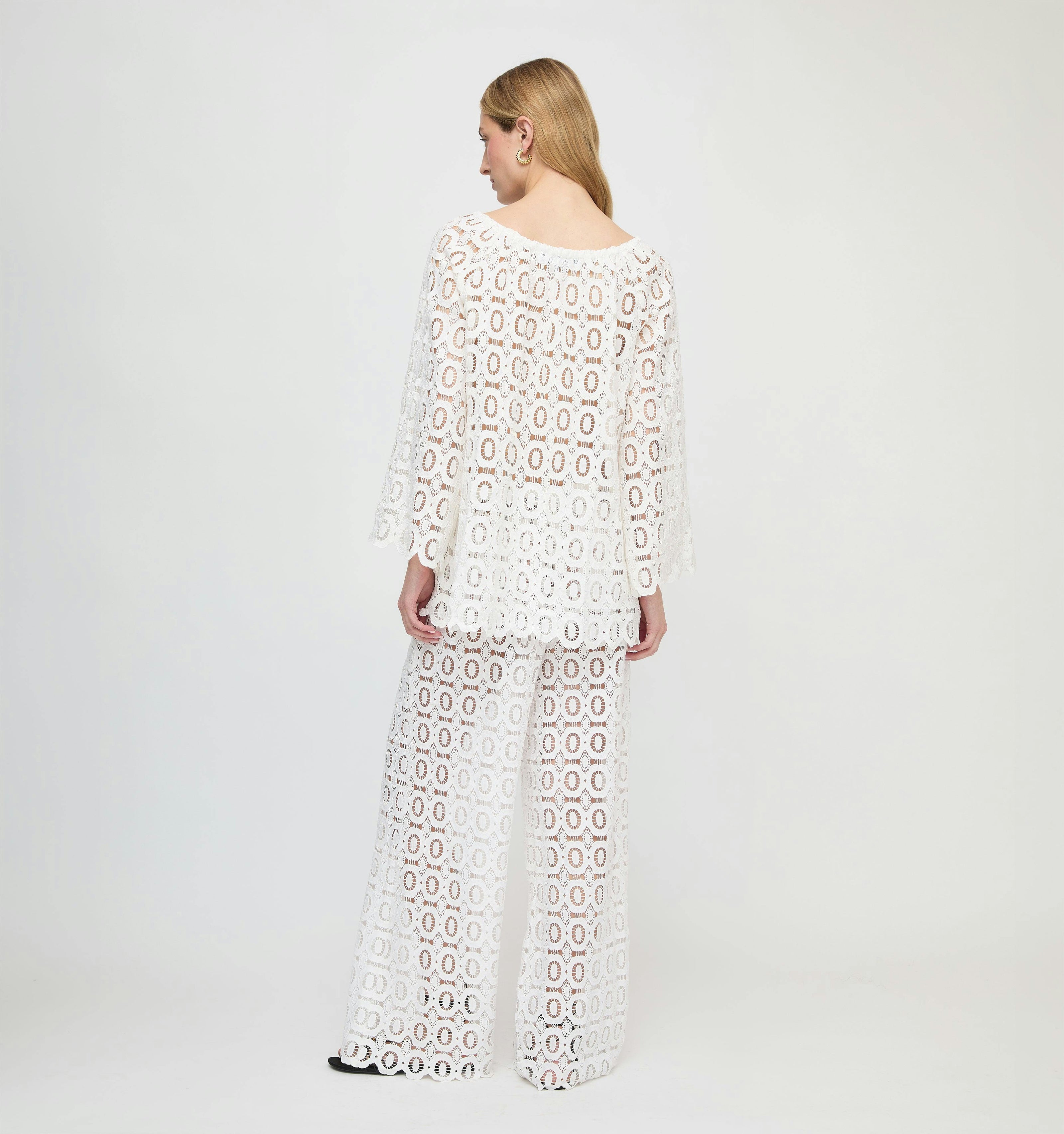 The Kaya Pool Pant - White Broderie