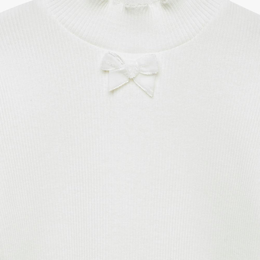 Grace Bow Jersey Top in White