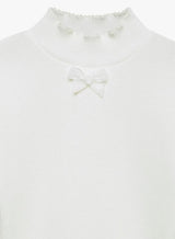 Grace Bow Jersey Top in White