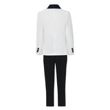 White Suit with Black Shawl Lapel